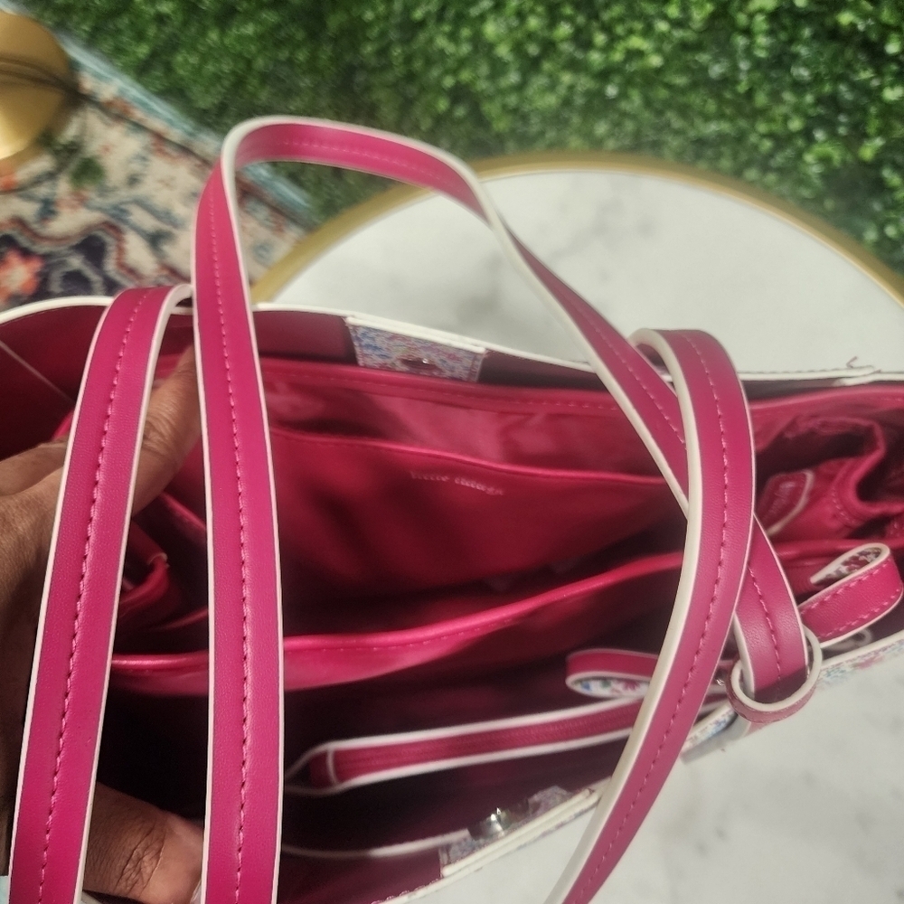 Tommy Bahama Reversible Floral Pink Handbag with Wallet - Picture 6 of 7